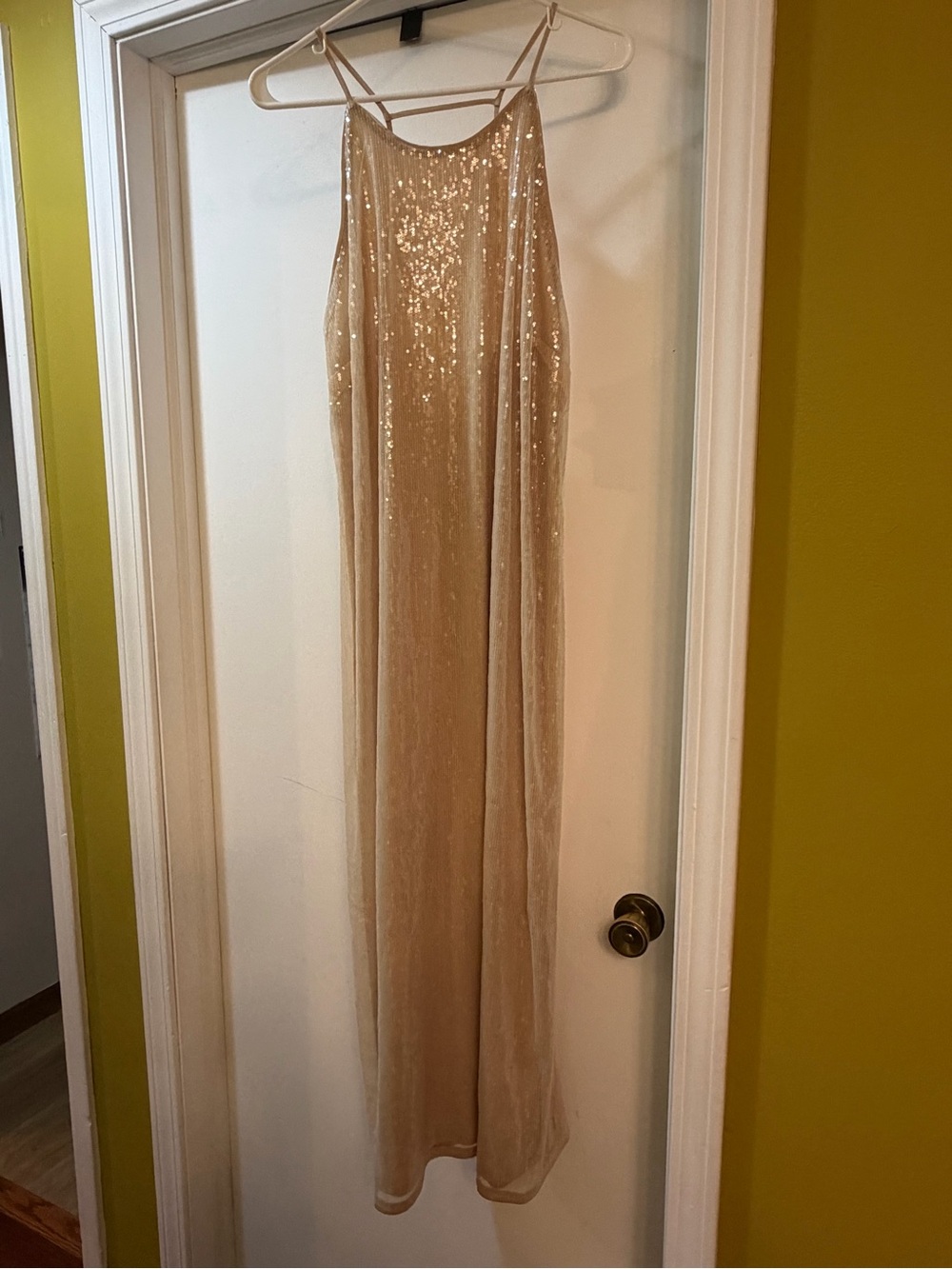 NWT Gold Sequin Dress - Elegant Halter Slip